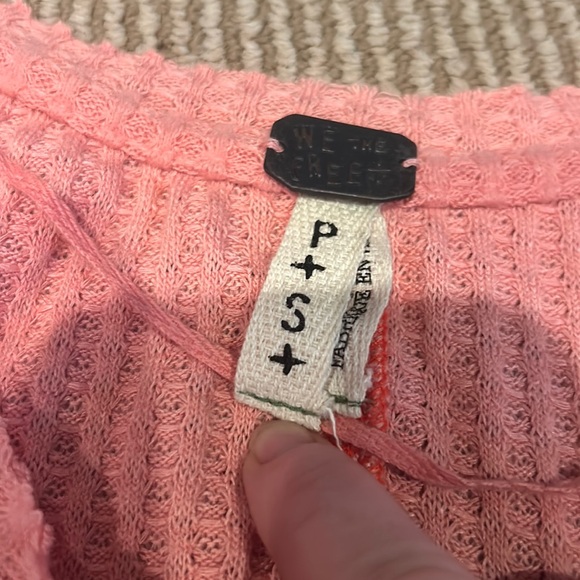 FREE PEOPLE we the free lovin leopard oversized thermal top in peach size S-XXL - Picture 10 of 13